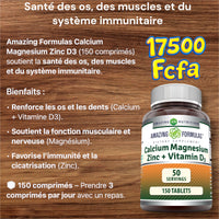 Amazing Formulas, Calcium Magnésium Zinc + Vitamine D3, 150 comprimés DLC: 05/27
