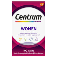 
              Centrum 100 comprimés COMPLÉMENT MULTIVITAMINES ET MULTIMINÉRAUX FEMMES Énergie Immunité 05/2026
            
