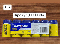 
              RAYOVAC Heavy Duty D Zinc Chloride Batteries Shrink-Wrapped 1.5V 6-Pack d6 hd-dd
            