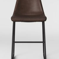 Bowden Faux Leather Counter Height Barstool Brown - Threshold