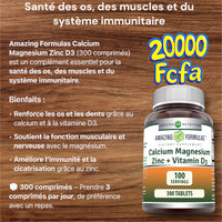 amazing nutrition Calcium 1000mg - Magnesium 400mg - Zinc 25mg Plus Vitamin D3 600 IU - 300 Tablets Per Bottle DLC: 01/28