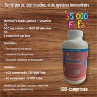 
              Member's Mark 600mg Calcium + D3 Dietary Supplement (30 Ct.)
            