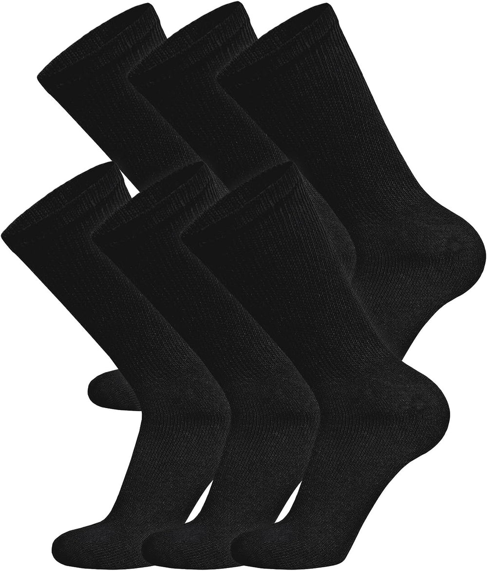 Brooklyn Socks Cotton Diabetic Non-Binding Neuropathy Crew Socks (Black, Fits Mens Shoe Size 8-10/Womens shoe size 9-11)