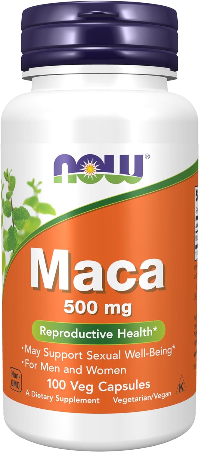 NOW Supplements, Maca (Lepidium meyenii) 500 mg, For Men and Women, Reproductive Health*, 100 Veg Capsules