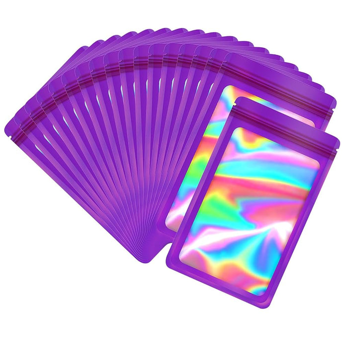 EONJOE 100-pack 3x5 inch mylar bags with clear window holographic resealable