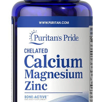 Puritan's Pride Chelated Calcium Magnesium Zinc Caplets, 100 Count