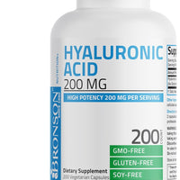Bronson Hyaluronic Acid 200 MG High Potency Joint Health & Healthy Skin Support, Non-GMO, 200 Vegetarian Capsules DLC: 07/2026