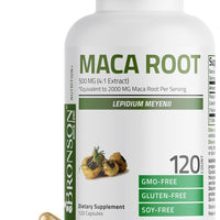 Bronson Maca Root (from 500mg 4:1 Extract Equivalent to 2000mg per Serving), Lepidium Meyenii - Non-GMO, 120 Vegetarian Capsules