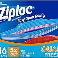 Ziploc Easy-Open Tabs Freezer Quart Bags with New Stay Open Design (216 ct.)