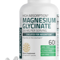 Bronson Magnesium Glycinate 200 MG per Serving Chelated for High Absorption, Gentle On Stomach, Non-GMO, 60 Vegetarian Capsules 12/26