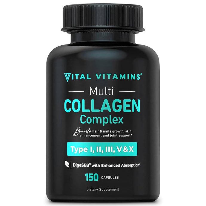 Vital Vitamins Multi Collagen Complex for Women & Men - Types I, II, III, V, X (150 capsules)