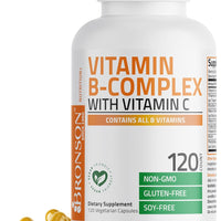 Bronson Vitamin B Complex with Vitamin C - Immune Health, Energy Support & Nervous System Support - Non-GMO, 120 Vegetarian Capsules 12/26