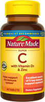 
              Nature Made Super C avec vitamine D3 et zinc, complément alimentaire pour le soutien immunitaire, 60 comprimés, approvisionnement de 60 jours
            