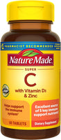 
              Nature Made Super C avec vitamine D3 et zinc, complément alimentaire pour le soutien immunitaire, 60 comprimés, approvisionnement de 60 jours
            