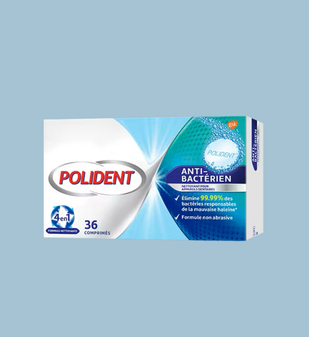 POLIDENT ANTI BACTERIEN 36COMPRIMES 70g