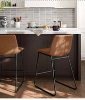 
              Bowden Faux Leather Counter Height Barstool Caramel - Threshold
            