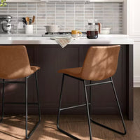 Bowden Faux Leather Counter Height Barstool Caramel - Threshold