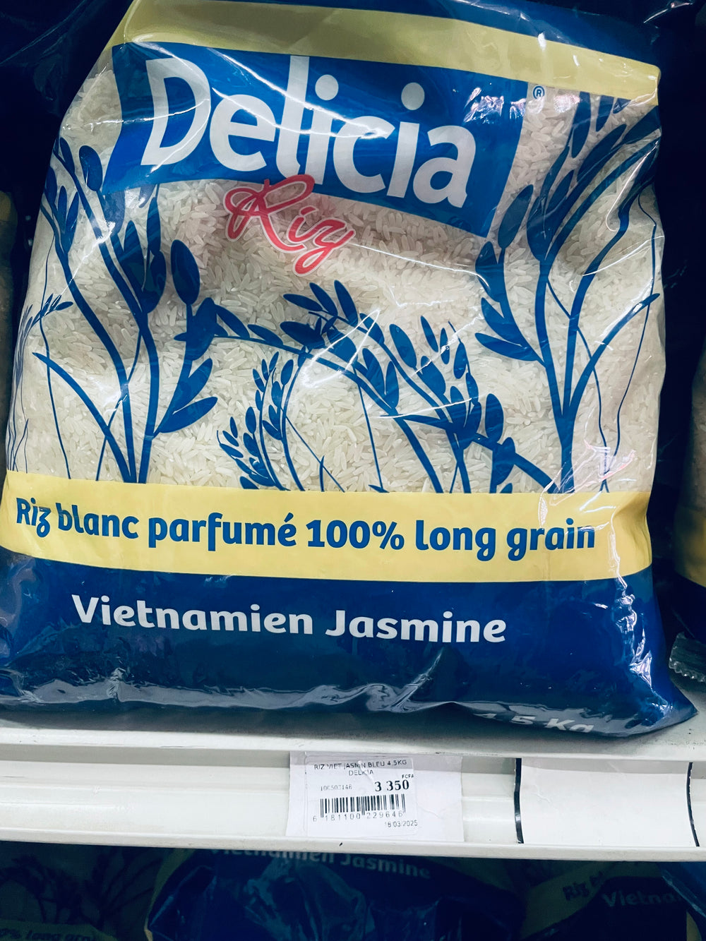 Riz jasmine bleu delicia 100% long grais 4,5kg