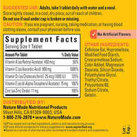 Nature Made Super C avec vitamine D3 et zinc, complément alimentaire pour le soutien immunitaire, 60 comprimés, approvisionnement de 60 jours