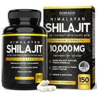 Pure Himalayan Shilajit with 85+ Trace Minerals (150 Capsules, 10000 mg)