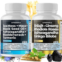 🌿 Pure Himalayan Shilajit Supplement Avec Ashwagandha, Sea Moss, Rhodiola Rosea, Gingko Biloba 60 capsules