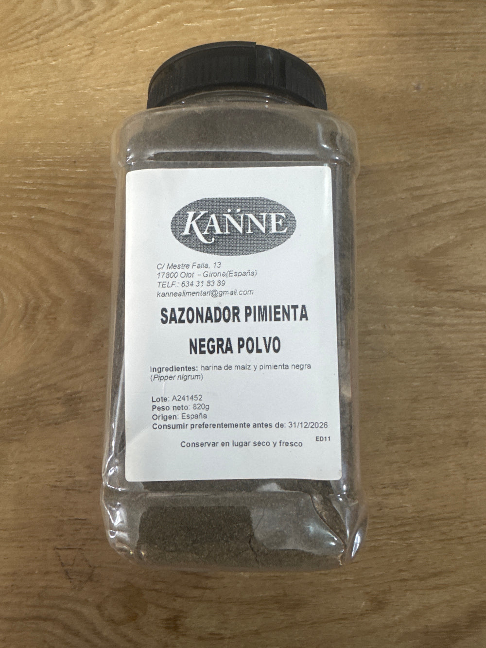 Assaisonnement au poivre noir Kanne polio 820g DLC: Déc26