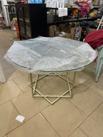
              Table basse Round Glass Coffee Table Gold Table with Golden Metal Frame
            