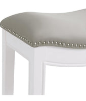 
              Williston Bar Height Stool White - Alaterre Furniture: Upholstered Saddle Seat, Nailhead Trim, Rubberwood
            