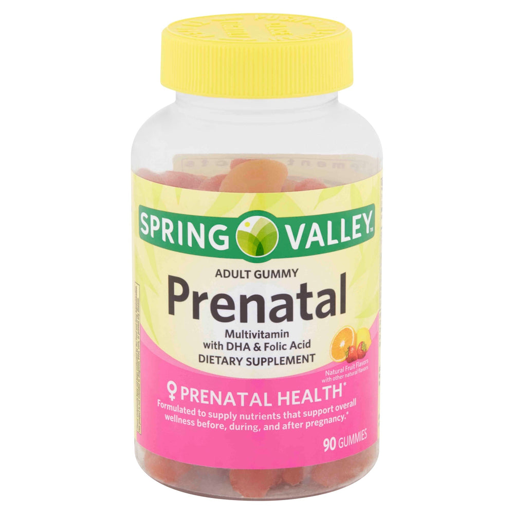 Spring Valley Adult Gummy Prenatal Multivitamin with DHA & Folic Acid, Natural Fruit Flavors, 90 Gummies DLC: 09/26