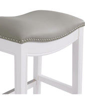 
              Williston Bar Height Stool White - Alaterre Furniture: Upholstered Saddle Seat, Nailhead Trim, Rubberwood
            