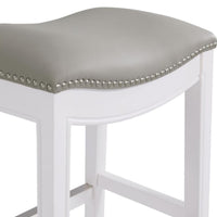 Williston Bar Height Stool White - Alaterre Furniture: Upholstered Saddle Seat, Nailhead Trim, Rubberwood
