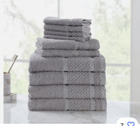 
              Mainstays 10 Piece Bath Towel Set with Upgraded Softness & Durability, Gray
            