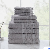 Mainstays 10 Piece Bath Towel Set with Upgraded Softness & Durability, Gray