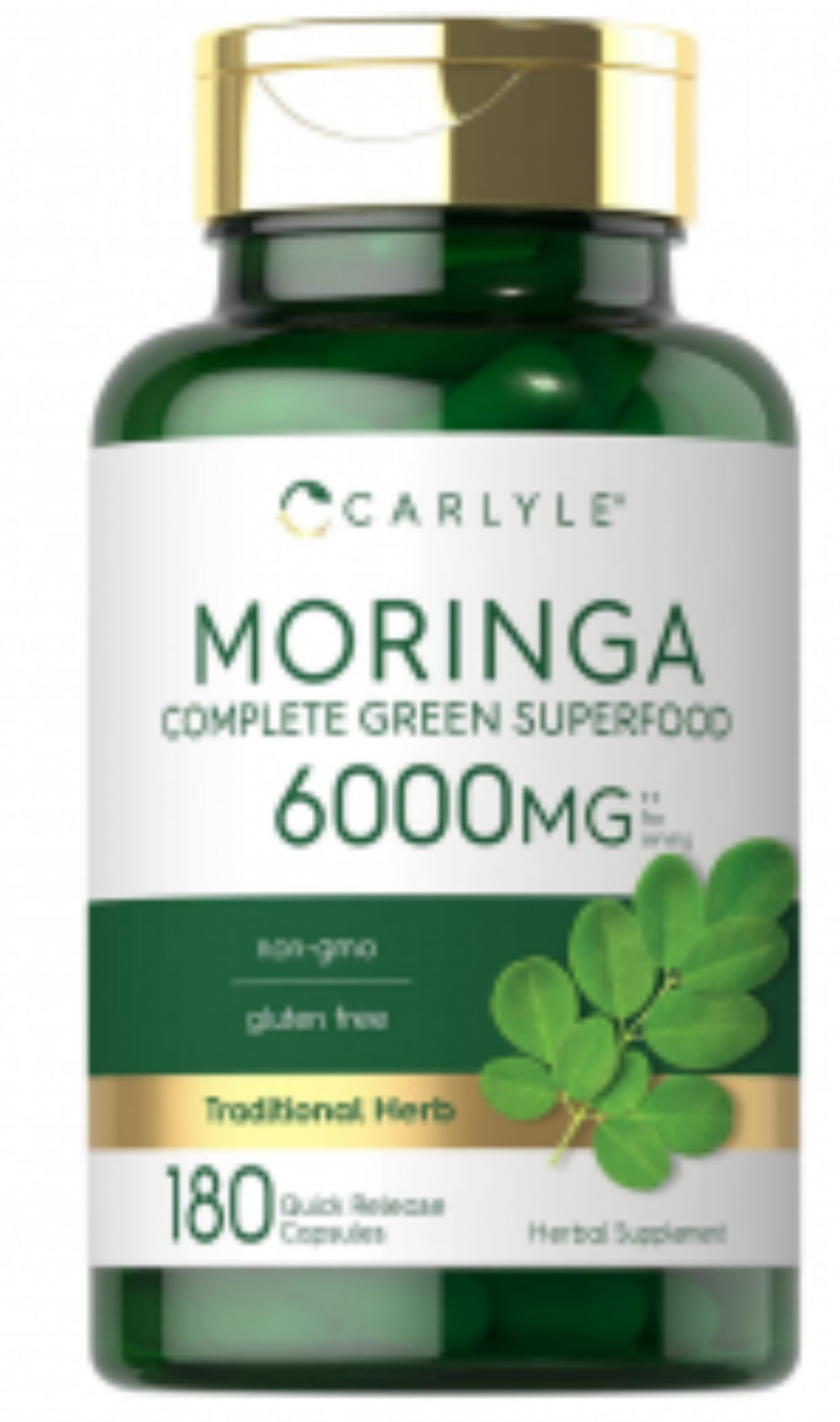Carlyle Moringa Oleifera | 180 Capsules | Non-GMO and Gluten Free Supplement | Complete Green Superfood | from Moringa Leaf Powder DLC: 11/2027