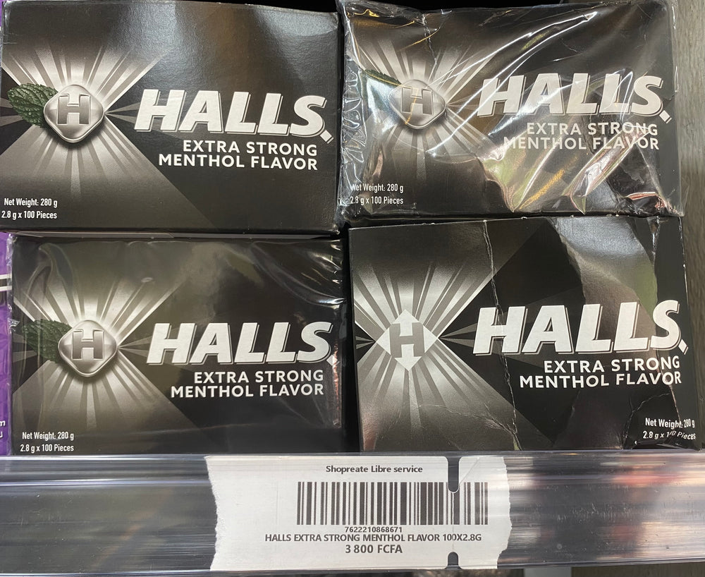 HALLS EXTRA STRONG  MENTHOL FLAVOR X100X2.8G