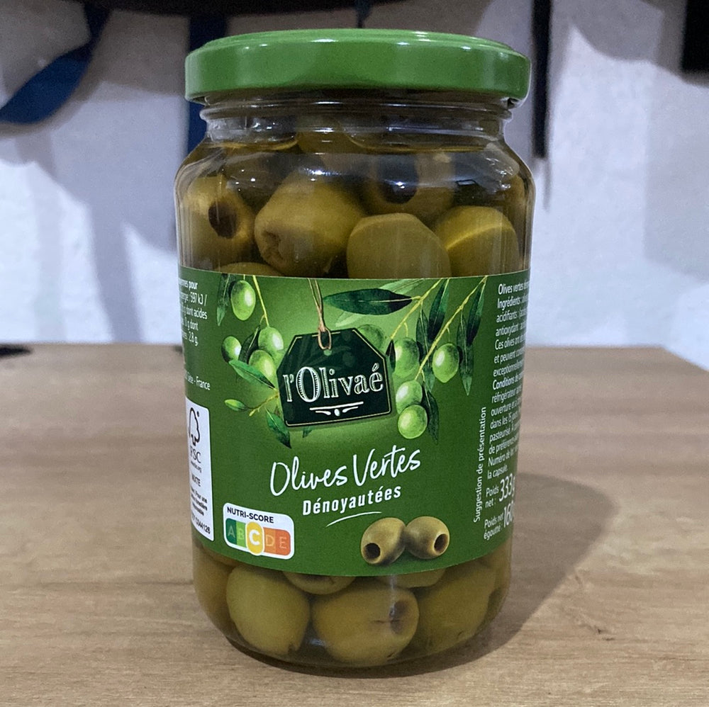 Olives vertes dénoyautées CARREFOUR DLC: 25-JUL26