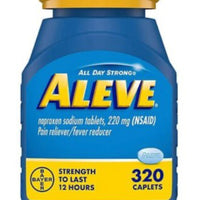 Aleve All Day Strong Naproxen Sodium 220 mg. Pain RelieverFever Reducer, 320 Caplets DLC: 01/2028