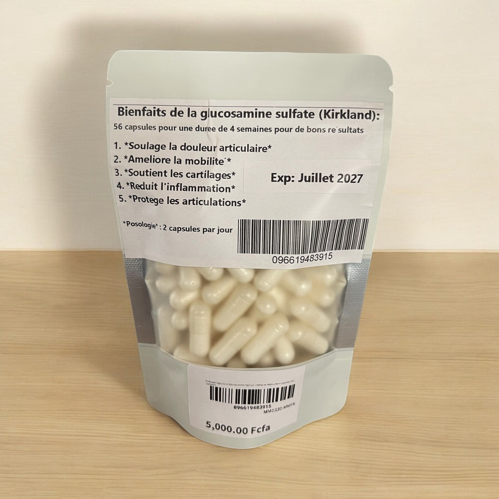 Kirkland Signature Glucosamine Sulfate 750mg 25 vegetarian capsules DLC: Juillet27