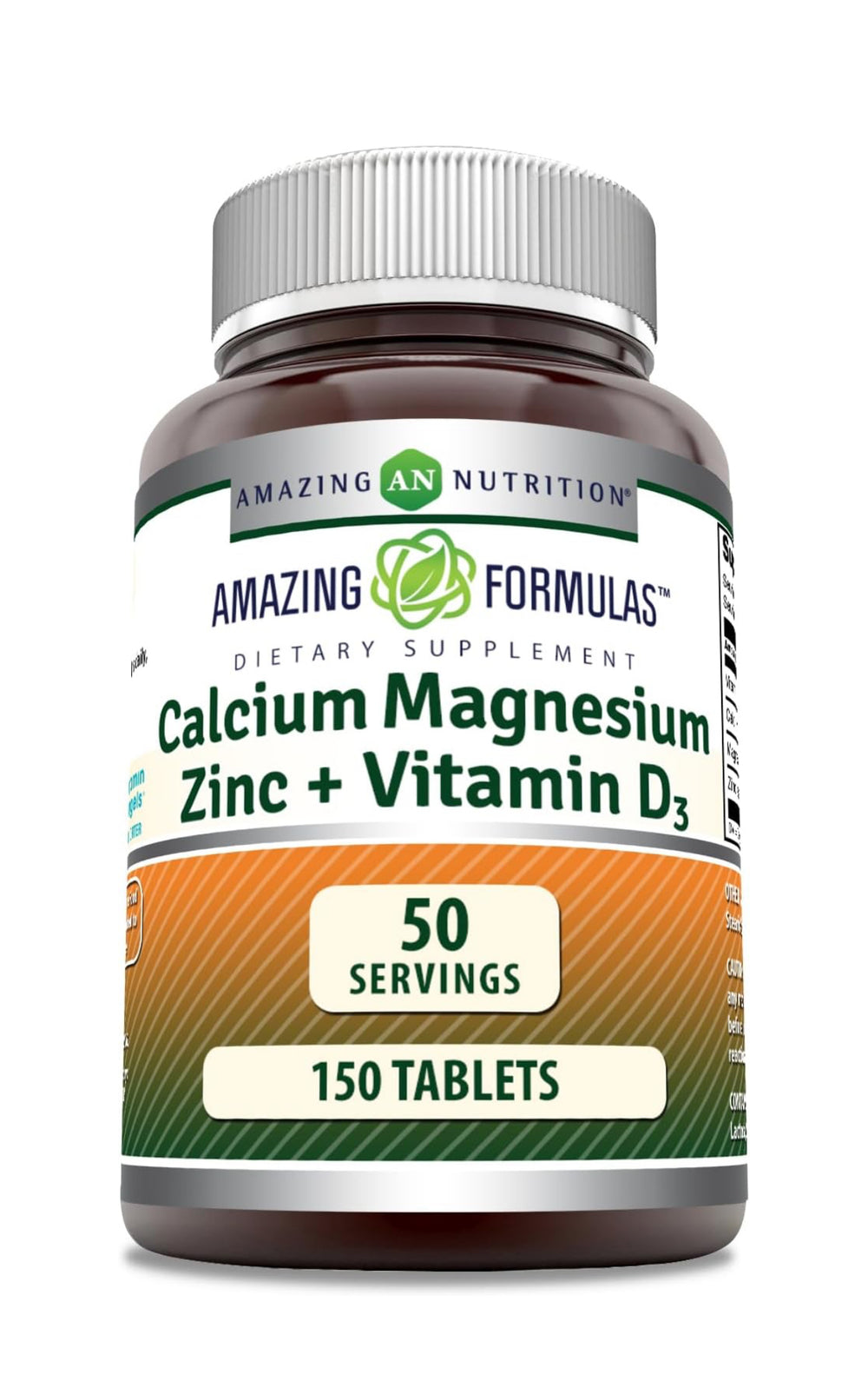 Amazing Formulas Calcium Magnesium Zinc + D3 Supplement | 150 Tablets | Non-GMO | Gluten-Free | Made in USA