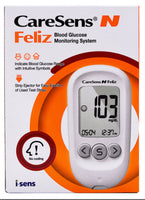 
              CareSens N Feliz Blood Glucose Monitoring Kit with 100 Blood Sugar Test Strips, 100 Lancets, 1 Blood Glucose Meter, 1 Lancing Device, 1 Control Solution, Travel Case for Diabetes Testing Kit
            
