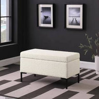 
              Medium Storage Bench with Metal Legs Cream Boucle - HomePop: Upholstered Rectangle for Modern Decor, Seats 2
            