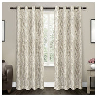 
              Oakdale Textured Linen Motif Grommet Top Window Curtain Panel Pair Exclusive Home
            