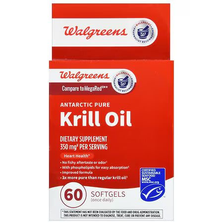 Walgreens Antarctic Pure Krill Oil 350mg 60 dodgers