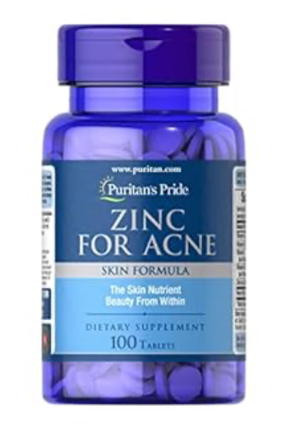 Puritan's Pride Zinc for Acne - 100 Tablets DLC: 08/2027
