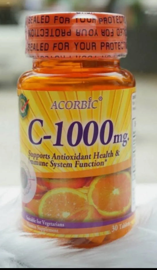 *Pointe Noire* VITAMINE ACORBIQUE AUTHENTIQUE C-1000 MG renforcer la santé immunitaire super (30 Tablets) DLC: 20/01/27 Congo