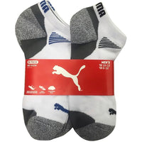 Puma Men's No Show Socks Coolmax 10 Pairs, White/ Gray, Shoe Size 6-12