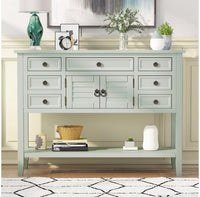 
              Console Table, Entryway Table With 7 Drawers, 1 Doors And 1 Shelf, blue
            
