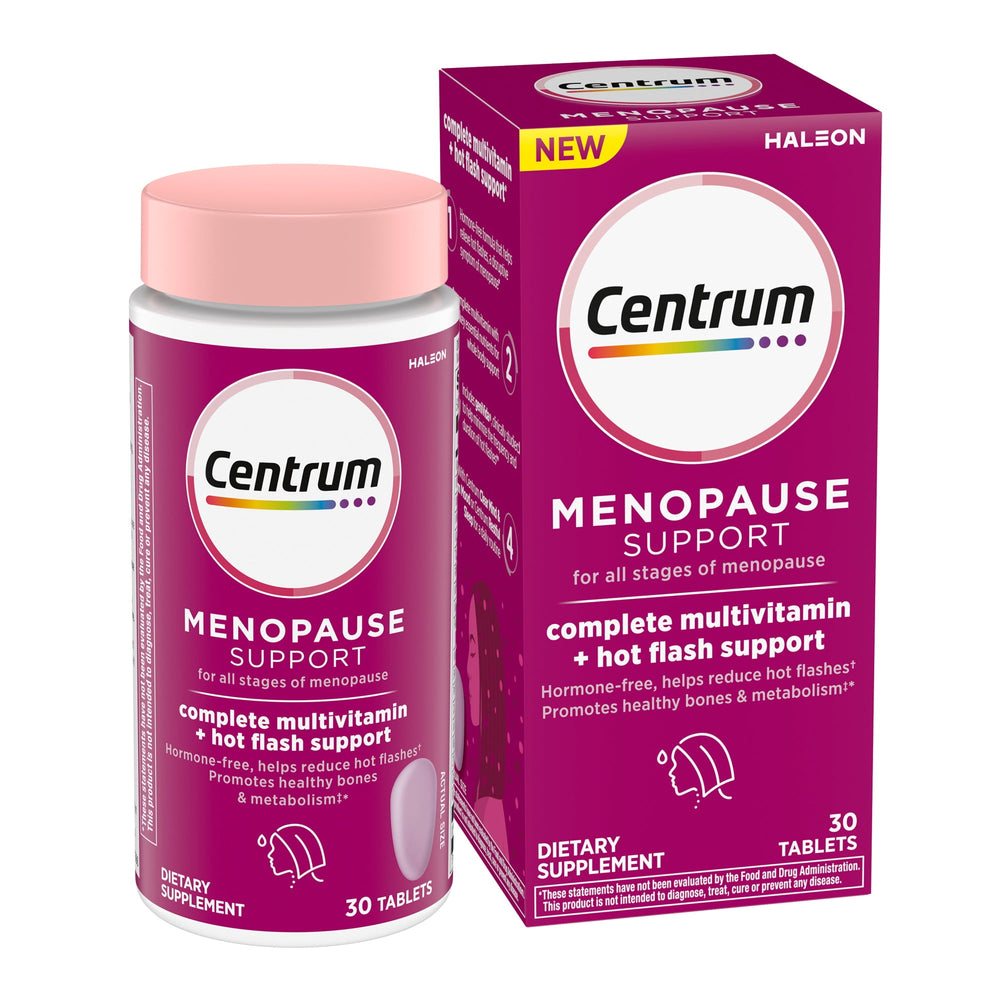 Centrum Menopause Support Complete Womens Multivitamin Supplement for Hot Flash Support, Tablets, 30 Count