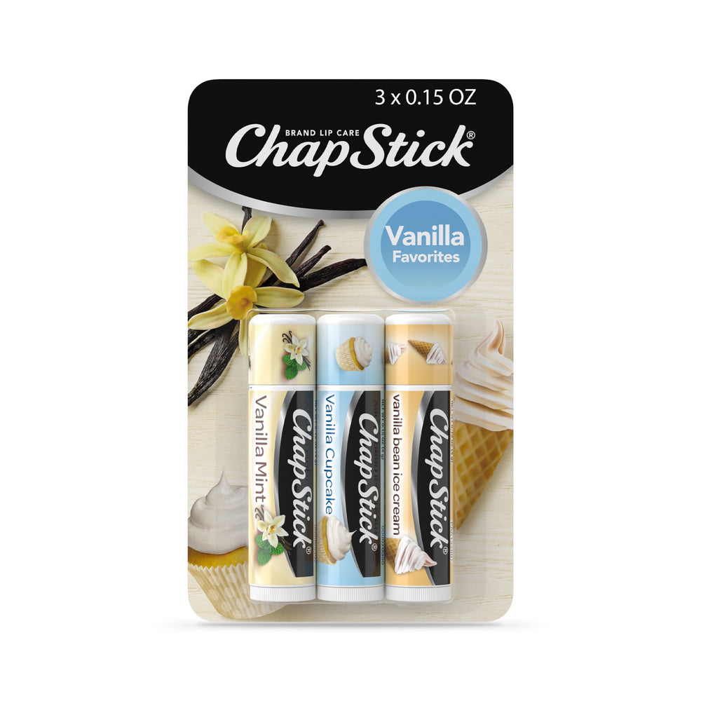 ChapStick Vanilla Favorites Flavored Lip Balm - 0.15 Oz, 3 pcs