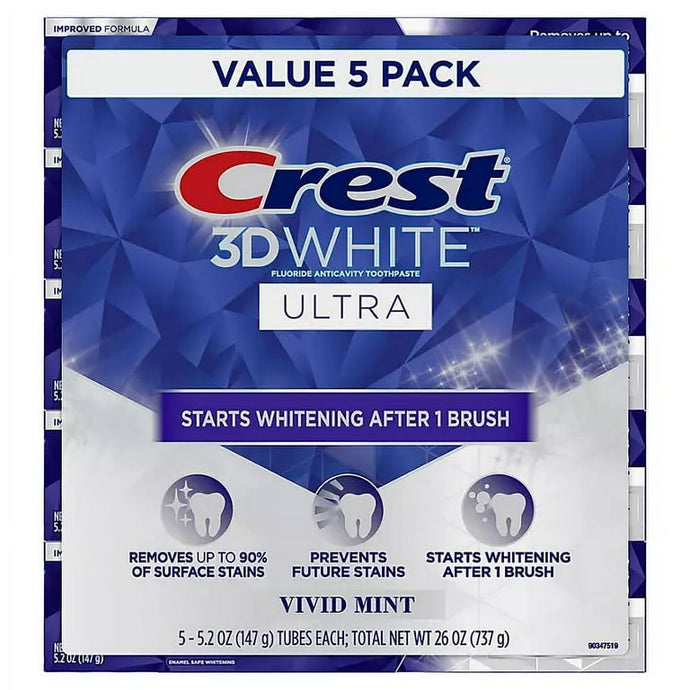 Crest 3D White Ultra Whitening Toothpaste 5 pk